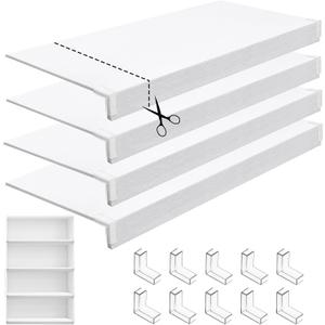 Maxdot 4 Pcs Cuttable Wire Rack Covers 30 × 16 Inch Felt White Shelf Covers for Wire Shelving Shelf Liners 0.35 Inch Thick Removable Shelves Covering for Pantry Store Kitchen Removable Closet Office