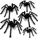 BILLMOSS Halloween Spider Decorations Outdoor - 5 PCS Giant Realistic Hairy Scary Spider Set, Creepy Indoor Yard Home Decor (5 Different Sizes)