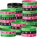 Ecally 60 Pcs Witch Friendship Bracelets Bulk Pink Green BFF Silicone Bracelet Witch Party Favors Supplies Changed Rubber Wristbands for Theme Birthday Music Movie Fans Gift Celebrate Supplies