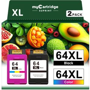 64XL Ink Cartridge Combo Pack for HP Ink 64 64XL Black and Color Ink Cartridge Works with Envy Photo 7855 7155 7858 7800 6255 Tango Printer