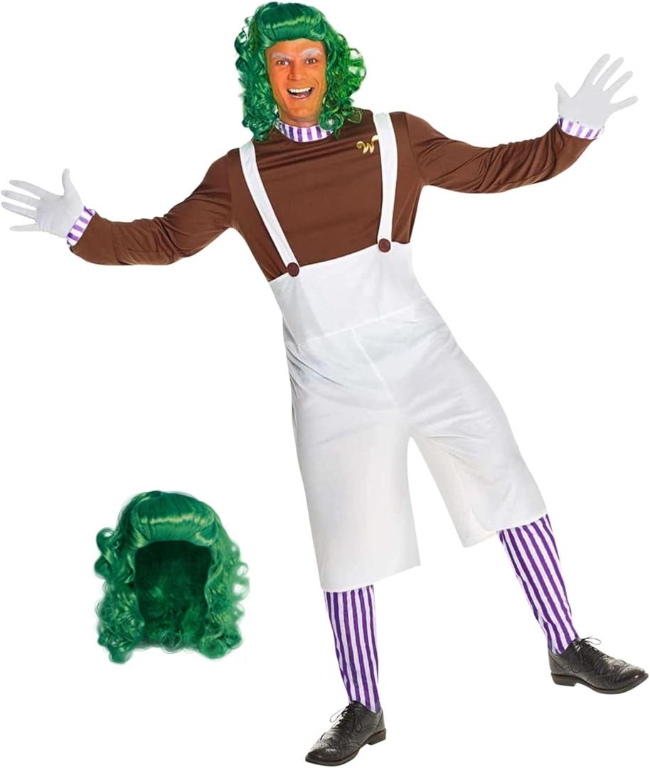 Morph Factory Worker Costume Mens, Chocolate Factory Costumes for Adults, Halloween Costumes for Men (Large)