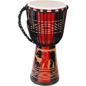AIMEIS Djembe Drum 10'' x 20'' Goatskin African Drum Carved of Mahogany Hand Drums for Adults Beginner (Red)