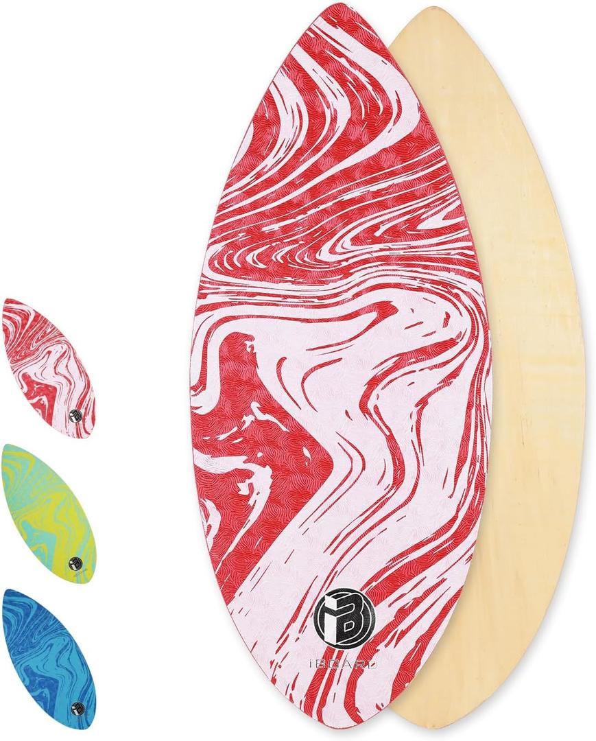 41 Skipper Skimboard with High Gloss Coat Wooden Skim Boards for Beginners, Teenagers and Adults Beach Skimboard 3 Color Traction Pad to Choose