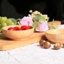 Small Bamboo Wooden Bowls Set of 2, Round Shallow Serving Bowls for Charcuterie/Fruit/Candy, 4 Inch Handmade Dipping Dishes for Spice/Salsa/Tomato Sauce