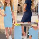 Oakgarden 2 Pack Girls Short Sleeve Dresses | Bodycon, Ribbed, V Neck SummerDresses, Back to School, Mini Pencil, Basic Slim Fit, Casual, Teens Kids 5-14Y, Holiday