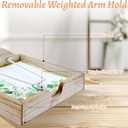 Wooden Napkin Holder with Weighted Arms - Rustic Square Flat Paper Towel Holder for Kitchen Countertop, Bathroom & Outdoor Use - Brown