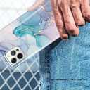 luolnh Gold Glitter Sparkle Case Compatible with iPhone 12 and iPhone 12 Pro 6.1 Inch Marble Design Shockproof Soft Silicone TPU Bumper Cover Skin Phone Case iPhone 12/12 Pro Cases(Aqua Green)