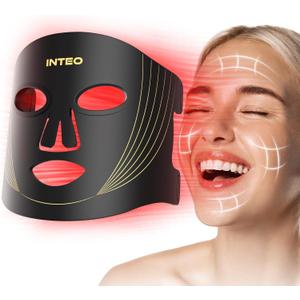 Red Light Therapy for Face, 3 Modes Portable Led Face Mask Light Therapy with Remote, Near-infrared 850 Red Light Mask with Timing Function, Led Light Therapy At Home 180 LED Beads (Black Golden)