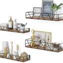Amaoot Floating Shelves Set of 4, Home Wood Wall Shelf, Farmhouse Shelf for Bedroom, Wall Mounted Floating Shelf for Living Room, Bedroom, Bathroom, Kitchen, Office (Brown)