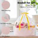 OIAHOMY Woven Basket, Gift Basket Empty with Gift Bags and Ribbons, Rope Baskets for Baby Showers, Storage Baskets with Handles for Nursery, Pet Toy Organizer - Mixed Pink