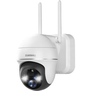 ZUMIMALL Security Cameras Wireless Outdoor, 360View, 2K Battery Powered Cameras for Home Security, 3MP Color Night Vision, 2-Way Talk, IP66, AI Analysis, Cloud Storage, Alexa