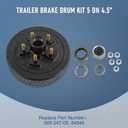 JDMSPEED New Trailer Brake Hub Drum 10" X 2-1/4" Kit 5 on 4.5" Replacement for 3500 Lbs Axle - 22001K 008-247-05, 84546