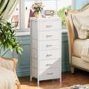 Huuger 43.3 Inch Tall Dresser for Bedroom, 6 Drawer Dresser & Chests of Drawers, Fabric Dresser for Closet, Bedroom, Night Stand, End Table with Metal Frame, Storage Tower with Fabric Bins, White