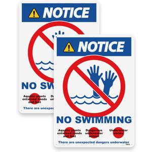 No swimming sign, NOTICE sign, 3525cm, rust-proof aluminum, two pieces