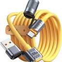 [Chubby Series 5FT-100W 4-in-1 USB C to Lightning Cable,[High-Speed Charging&Fast Data Transfer][CarPlay&Android Auto Support] Multi Charger Cord Combo Type C/Type A for iPhone Samsung i-Pad (Yellow)