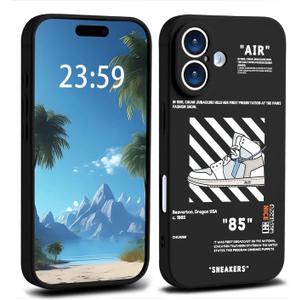 Cool Basketball Sports Sneaker Phone Case for iPhone 16 Case for Boys Men Shockproof Street Designer Aesthetic Compatible with iPhone 16 (White)