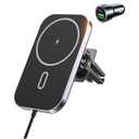 Car Mount Charger with Adapter, 360° Rotation Magnetic Wireless iPhone Car Charger for Air Vent, Compatible with iPhone 17/16/15/14/13/12 Series, Gifts for Husband/Men