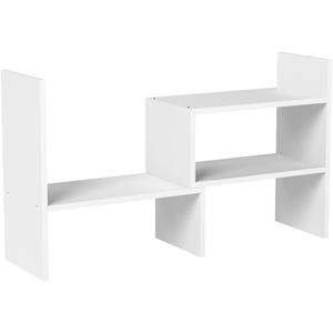 Sorfity Expandable Wood Desktop Bookshelf Desktop Organizer Office Storage Rack Wood Display Shelf - Free Style Display True Natural Stand Shelf Rack Assemble (White)