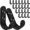24PCS Zinc Coat Hooks, Metal Single Prong Wall Hooks with 48 Screws, No Rust Black Wall Hooks for Hanging Towel, Coat, Scarf, Bag, Hat, Cup, Key
