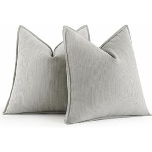 MIULEE Grey Decorative Pillow Covers 18x18 Inch Set of 2 Chenille Couch Throw Pillow Covers Farmhouse Cushion Cases with Elegant Design for Home Decor Sofa Bedroom Living Room