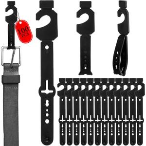 Geelin 100 Pack Belt Hanger Black Plastic Belt Hangers, Tie Hangers Bulk for Men, Closet Organizers, Storage, Retail