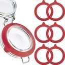 Outus 8 Pieces 3.75 Inches Silicone Jar Gaskets Replacement Silicone Seals Airtight Gasket Sealing Rings for Regular Mouth Canning Jar(Red) (Red)