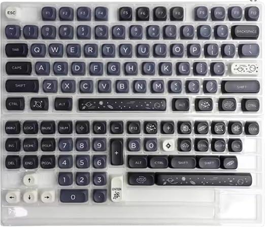 Galaxy Theme 129 Keys GMK MOA Profile DYE-SUB PBT Keycaps with 1.75U 2U Shift for MX Switch Mechanical Keyboards(Galaxy)