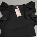 WDIRARA Girl's Ruffle Cap Sleeve Round Neck Cute Top T Shirt Solid Tee, 9Y