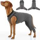 Comfort Fabric Dog Surgery Recovery Suit with Rear Leg Sleeve to Stop Licking, Machine Washable Dog Neuter Recovery, Soft Surgical Suit for Dogs Male Neuter, Post Spay Surgery Onesie Female, Gray XXL