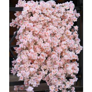PARTY JOY 8pcs 47.2ft Artificial Cherry Blossom Flower Garland Hanging Vines for Spring Home Room Wedding Party Kawaii Decor (Pink-8PCS)