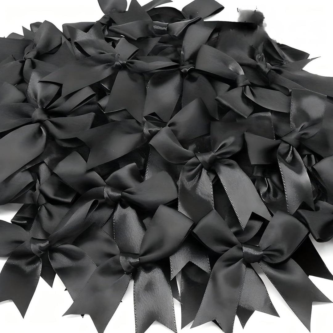 Black Gift Wrap Bows - 50pcs 3.3 Inch Elegant Bows for Gift Wrapping, Party Decorations, Wedding Decor, Birthday Presents, Holiday Gifts, DIY Crafts, Baby Shower, Anniversary, Christmas, Gift Bags (1 count (Pack of 50)