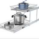 2 Tier Individual Pull Out Cabinet Organizer 11"W x 21" D, Pull Out Shelves Slide Out Kitchen Storage Sliding Shelvesfor Organization in Kitchen, Chrome