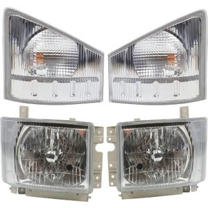 Headlights Assembly Pair+Corner Lamp with Electrical Machinery Compatible with NPR NPR-HD NQR NRR 2008-2020 Replace 897585170 313-1116R-AS 8975851712 313-1116L-AS (Left and Right)