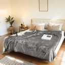 Electric Heated Blanket Throw Size 50"x60" - Flannel & Sherpa Fabric Dual-Sided, 6 Heat Settings & 3 Hours Auto Off, Soft & Cozy Warming Throw for Home, Office, or Bed, Machine Washable, Light Gray