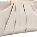 CHARMING TAILOR Clutch Evening Bag Elegant Pleated Satin Formal Handbag Simple Classy Purse for Women (Champagne)