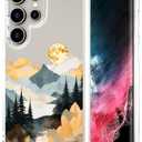 Hungo Compatible for Samsung Galaxy S25 Ultra Case for Women Girls Clear Design Cute,Girly Girls Skin Colorful Pine Trees Sun Mountain River