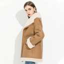 Women Aviator Pilot Leather Jacket - Genuine Sheepskin Shearling Moonlight Faux Fur - Stylish Winter Fashion, Small 