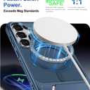 2 x for Samsung Galaxy S25 Plus Case with Screen Protector+Lanyard Wrist Strap,Magnetic Translucent Matte Rugged Slim Phone Cover Built in Invisible Kickstand [Fit for MagSafe],2025 Navy Blue