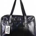 Mikikit Japanese School Bag for Women and Men - Waterproof Pu One-Shoulder Handbag Tote with Large Capacity - Uniform Shoulder Briefcase for Commuting and Laptop Carry