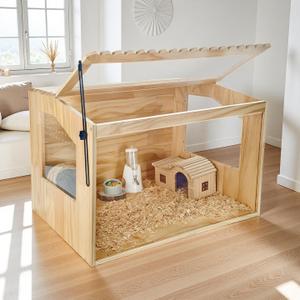 Wooden Hamster Cage, 24" Lx16 Wx16 H,Guinea Pig Cage, Small Animal Cage for Dwarf Syrian Hamsters Degus Mice & Other Small Pets. Hamster Habitat with Openable Top and Large Acrylic Sheets