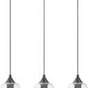 VONLUCE Pendant Lights Kitchen Island, Matte Black Pendant Light Fixtures with E26 Base & Adjustable Cable, Modern Pendant Lighting with Glass Shade for Living Room Bedroom Hallway, 3 Packs