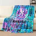 Axolotl Blanket Gifts for Girls Women Axolotls Lovers Soft Cozy Flannel Axolotl Print Throw Blanket Birthday Bedding Decor for Kids Adults 50"X40"