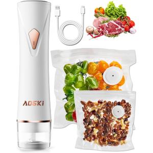 Compact Vacuum Sealer for Food Sealer: Handheld Portable Vacuum Sealer Machine for Food Storage, Rechargeable Food Vacuum Sealing for Kitchen Travel Fridge Meal Prep, Gifts for Mom, Wife, Chef & Home (Small, White)