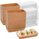 Dicunoy 100 Pack Disposable Sandwich Containers with Clear Lids, Paper Sushi To Go Containers, Rectangle Swiss Roll Cake Boxes for Craft Dessert, Waffle, Cookie, Breads, Pastry, Food Truck Business
