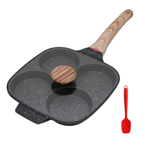 Bobikuke Egg Pan, Egg Frying Pan with Lid Nonstick 4 Cups Pancake Pan Fried Egg Pan for Breakfast  Black