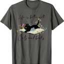 Cat Book Shirt for Women Life is Better with Cats and Books T-Shirt, Size M