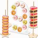 5 Pcs Donut Stand Set, Doughnut Party Supplies Include 1 Pc Digit Donut Wall Display Stand, 4 Pcs Doughnut Wall, for Birthday Wedding Baby Shower Party (White number 9)
