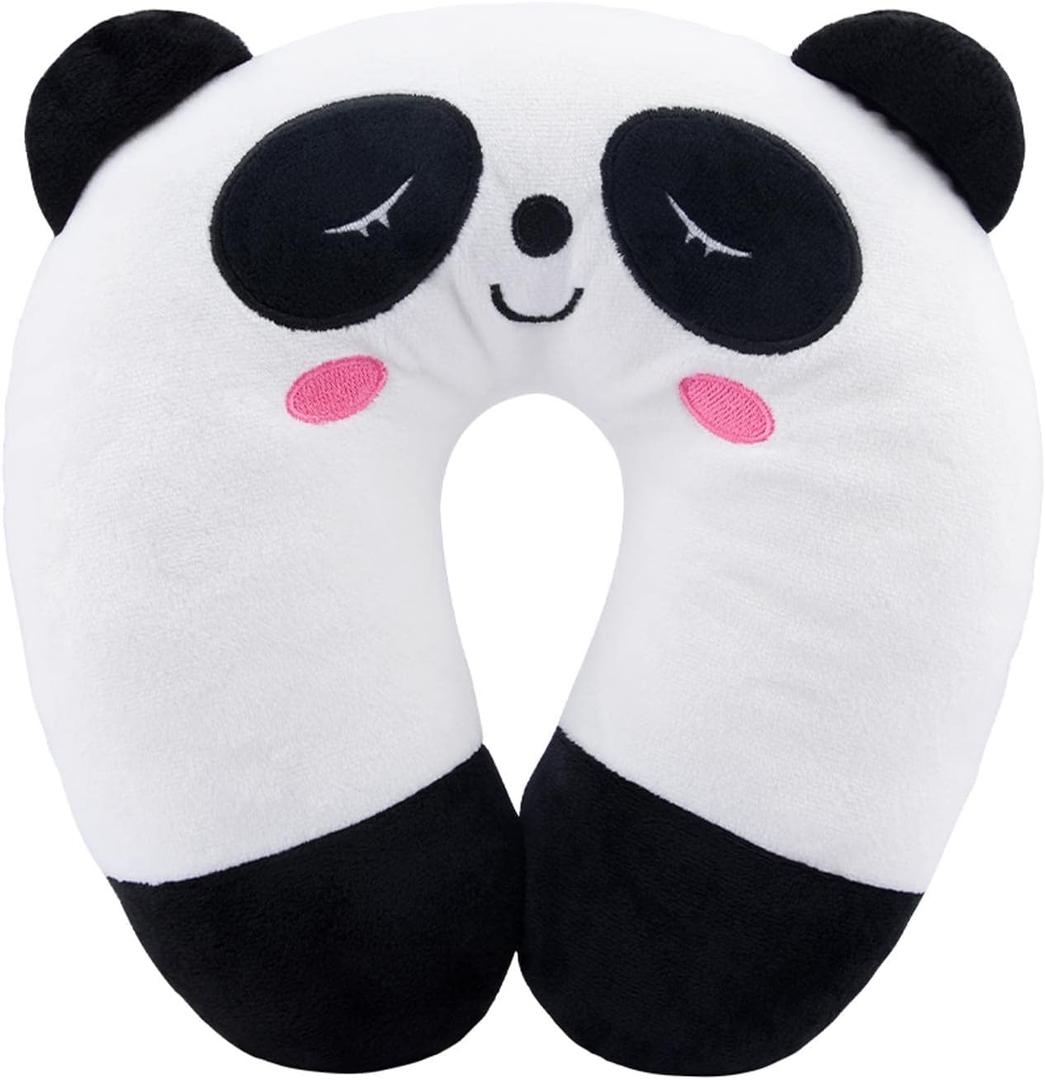 EKDJKK Travel Pillow for Kids, Cute Animal Neck Pillow Support U Shaped Cushion Plush Soft Rest Reading Pillow Sleeping Pillow for Airplane Train Car (Panda)