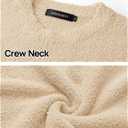 MEROKEETY Women's Fall Fuzzy Fleece Sweater Vest Cozy Cap Sleeve Crew Neck Pullover Knit Tops (Beige, XL)