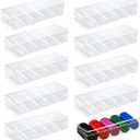 SENENQU 10 Pack Clear Acrylic Poker Chip Rack with Lids, Casino Poker Chip Tray Rack Chip Storage Display Case for Texas Hold'em, Blackjack, 100 Chips Each